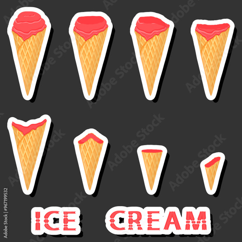 Big colorful set different forms natural dessert ice cream of consisting various ingredients