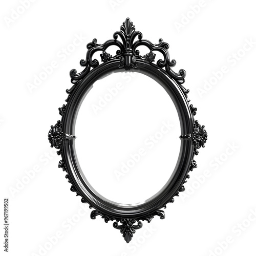 Ornate Black Mirror with Baroque Design