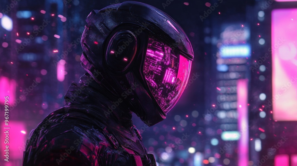 Cyberpunk Cityscape with a Mysterious Figure Cyberpunk Cityscape with a Mysterious Figure