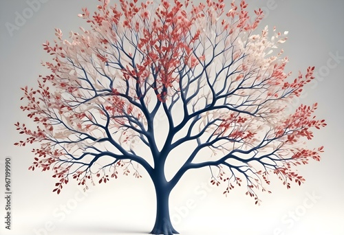 An isolated tree on white and different colour background