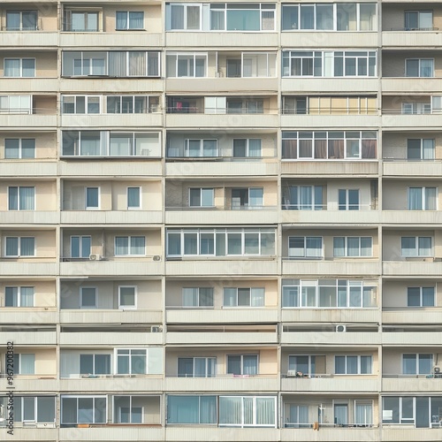 Seamless texture of the facade of a Soviet-era panel building