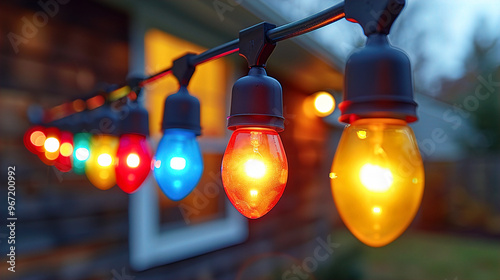 Multi-colored lights create a holiday Christmas background

