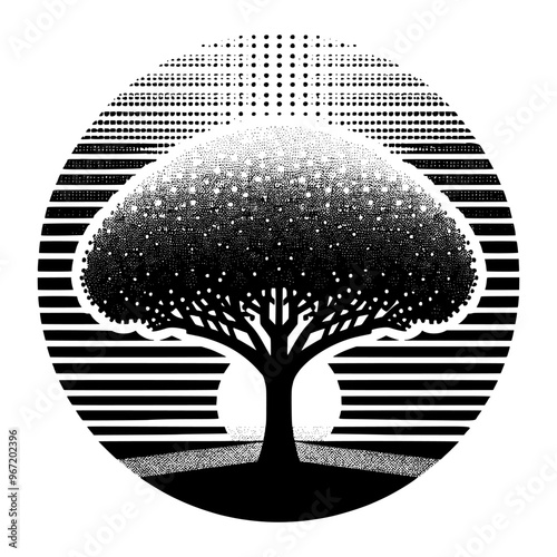 black and white tree on space