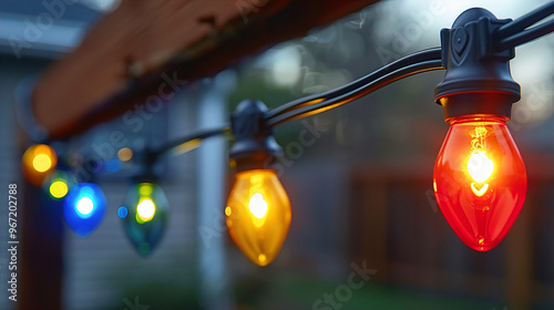 Multi-colored lights create a holiday Christmas background
