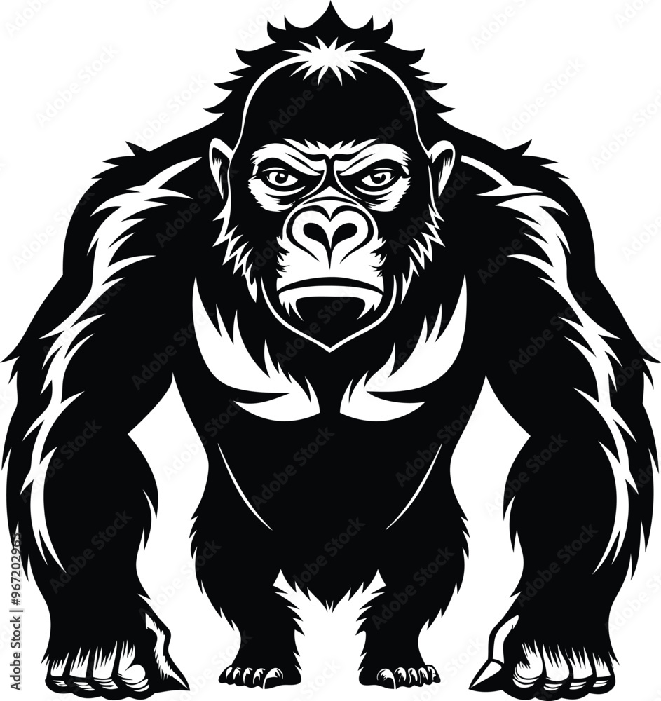 Fototapeta premium black gorilla vector illustration silhouette, Print