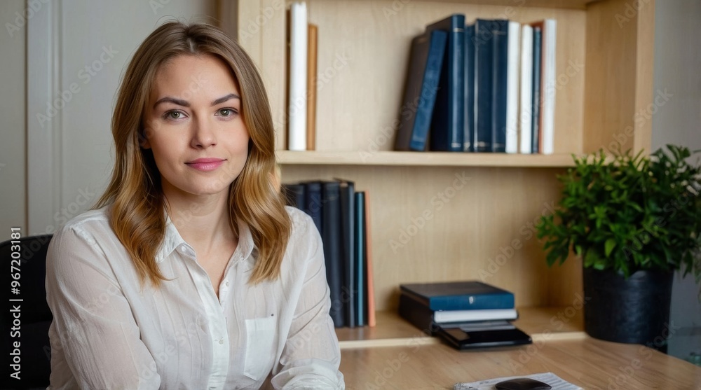 Beautiful young woman in the home office Work Beautiful young woman in the home office Work