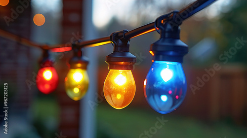 Multi-colored lights create a holiday Christmas background
