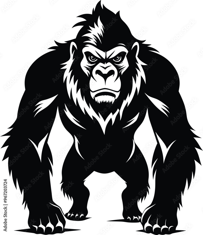 black gorilla vector illustration silhouette, Print black gorilla vector illustration silhouette, Print