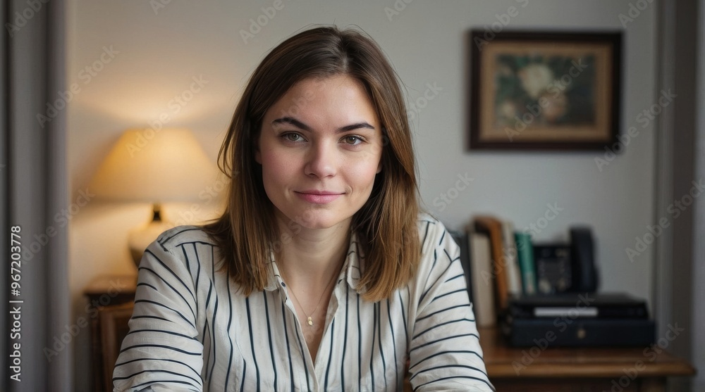 Beautiful young woman in the home office Work Beautiful young woman in the home office Work