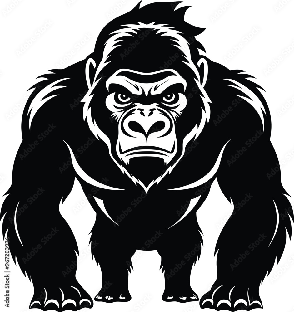black gorilla vector illustration silhouette, Print black gorilla vector illustration silhouette, Print