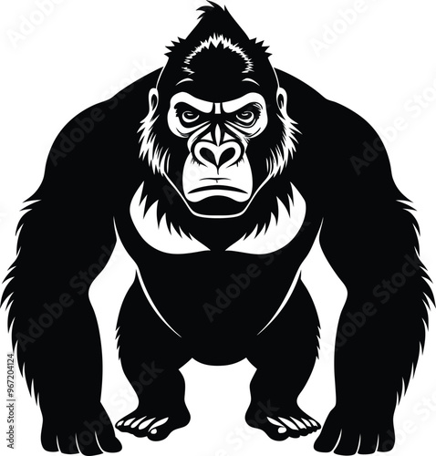 black gorilla vector illustration silhouette, Print