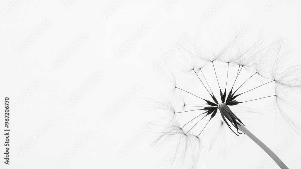 A Single Dandelion Seed Head with White Background A Single Dandelion Seed Head with White Background