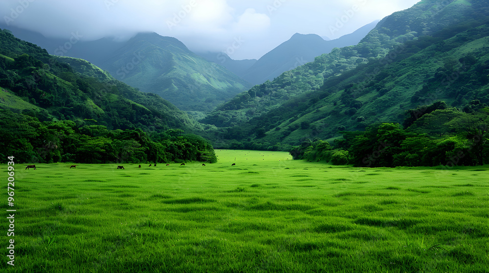 Obraz premium Rolling Green Hills Sweeping Panorama Lush