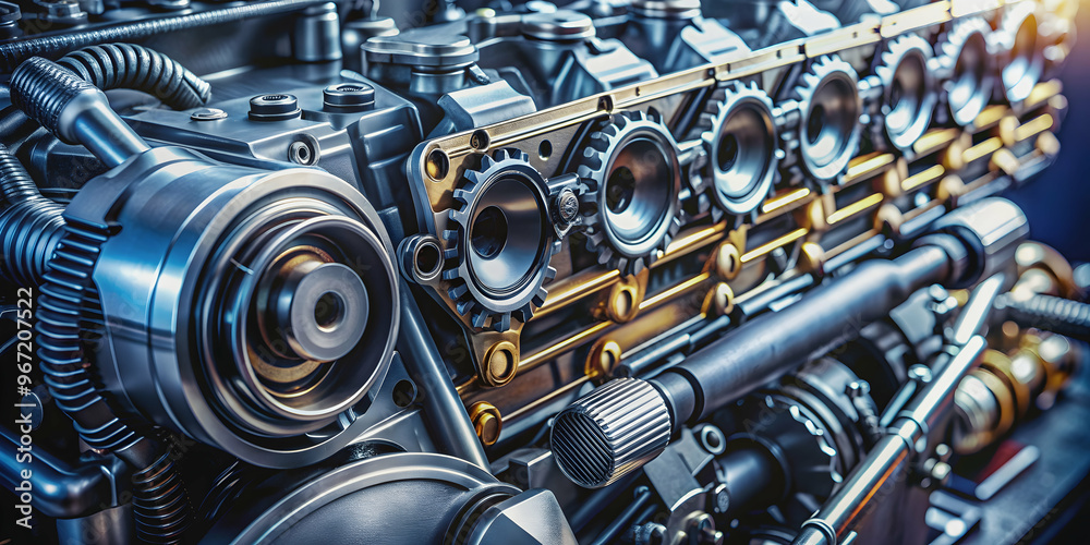 Powerful engine with metallic parts and tools, powerful, engine, machinery, technology, industrial, equipment, mechanical Powerful engine with metallic parts and tools, powerful, engine, machinery, technology, industrial, equipment, mechanical
