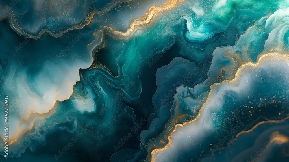 gold blue resin art abstract background wallpaper generative ai