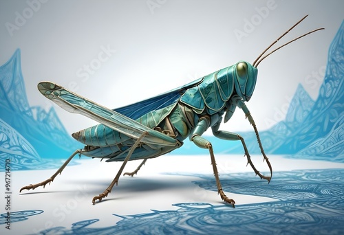 Giant Shield mantis closeup with self defense position on white background Shield mantis closeup photo