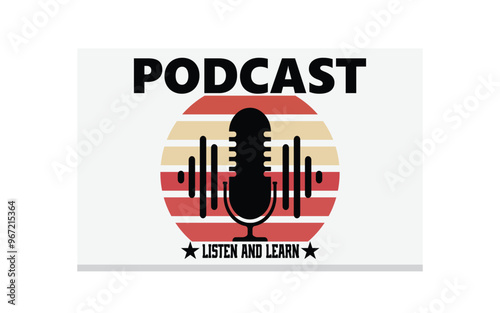 Detailed podcast logo template Free Vector