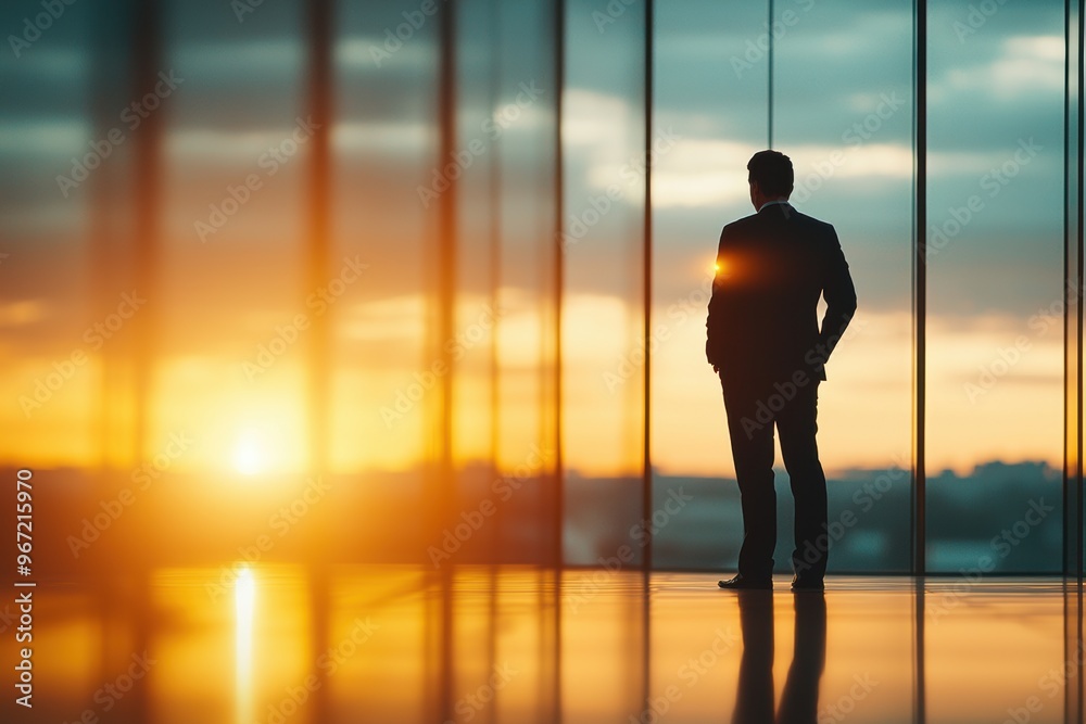 Alone in the Dark - Minimalist Businessperson in Fearful Glance with Dark Light Flares