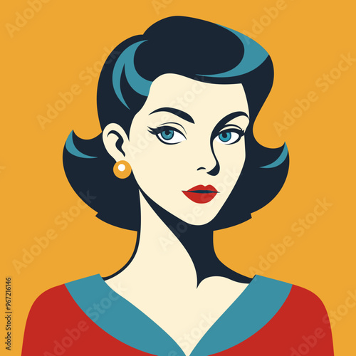 woman face vector retro beauty illustration