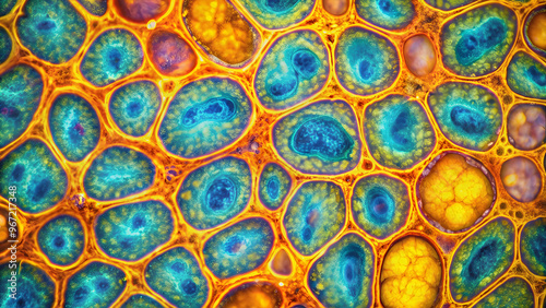Micrograph of distorted and vibrant saturated fat under a microscope, saturated, fat, altered, crazy, abstract, unhealthy