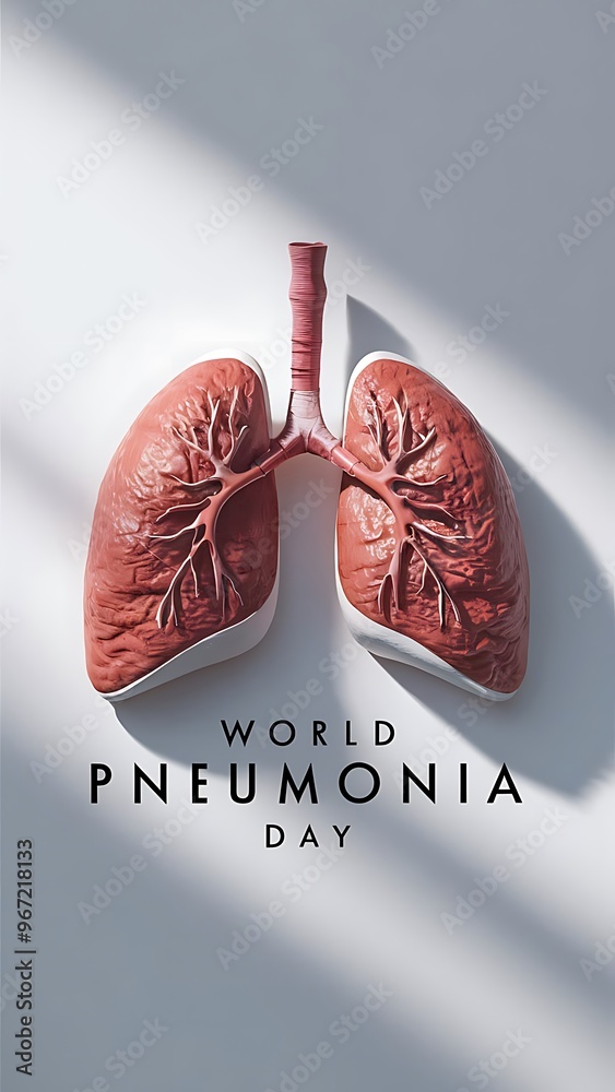 World Pneumonia Day awareness concept with detailed human lungs illustration. Poster, Banner, World Pneumonia Day awareness concept with detailed human lungs illustration. Poster, Banner,