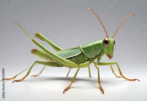 Giant Shield mantis closeup with self defense position on white background Shield mantis closeup