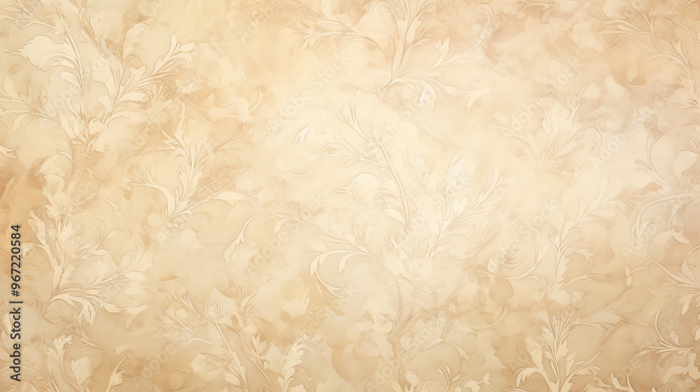 soft pastel color beige background parchment with a thin barely noticeable floral ornament, wallpaper copy space, vintage design