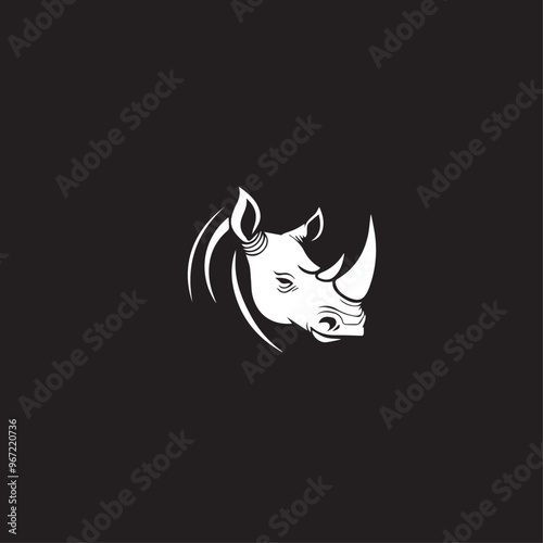 Rhinoceros in cartoon, doodle style . Image for t-shirt, web, mobile apps and ui. Isolated 2d vector illustration in logo, icon, sketch style, Eps 10, black and white. AI Generative