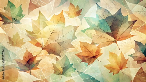 Vibrant autumn leaves in soft colors layered on a dreamy textured background