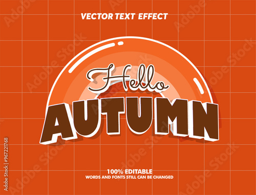 Editable text effect Hello autumn 3d cartoon template style premium vector	