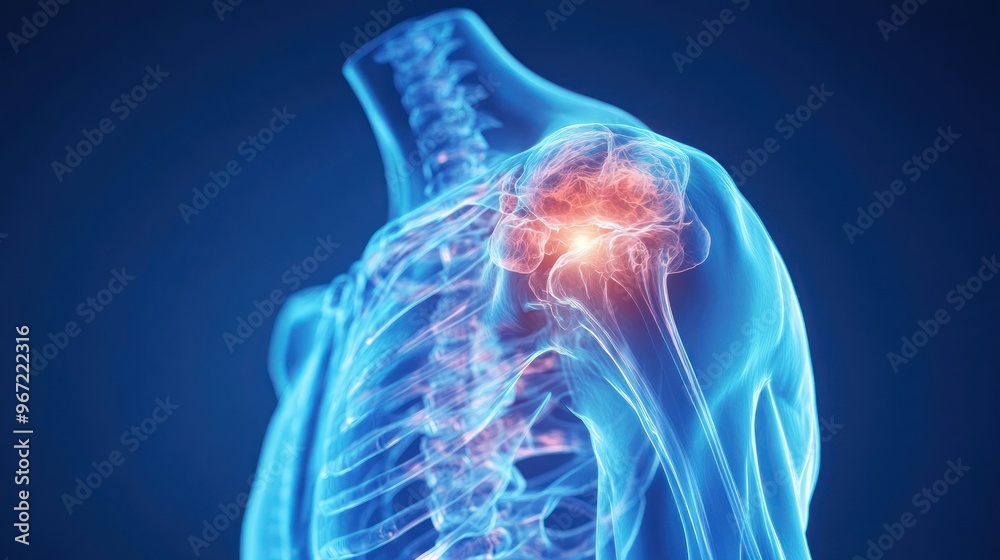 Human Shoulder Anatomy with Pain Illustration Human Shoulder Anatomy with Pain Illustration