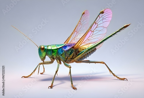 Giant Shield mantis closeup with self defense position on white background Shield mantis closeup