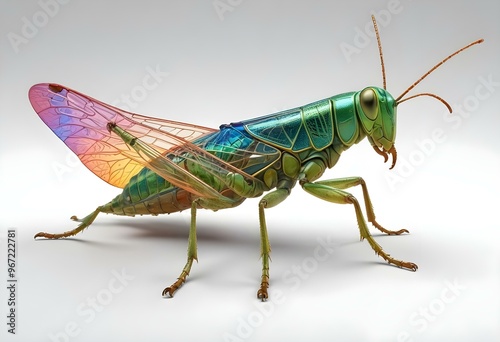 Giant Shield mantis closeup with self defense position on white background Shield mantis closeup