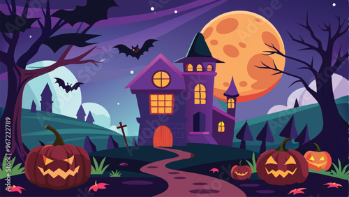 Spooky Halloween Vector Background Illustration 