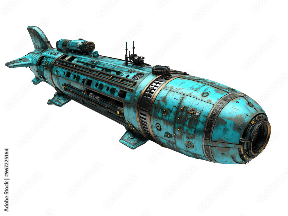 a blue submarine with a white background a blue submarine with a white background