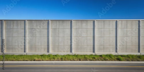 Wallpaper Mural A tall noise barrier wall made of concrete panels with a textured surface, noise barrier, wall, concrete, panels Torontodigital.ca