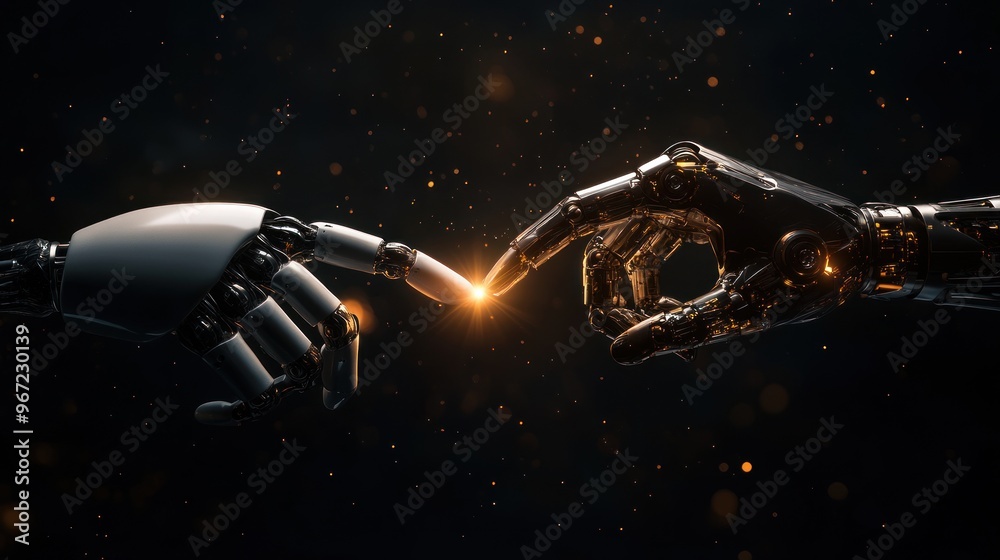 Robot Hands Reaching Towards Each Other Robot Hands Reaching Towards Each Other