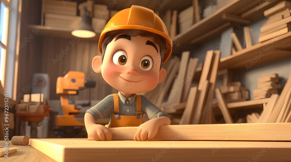 Wood craftsman cute cartoon character Wood craftsman cute cartoon character