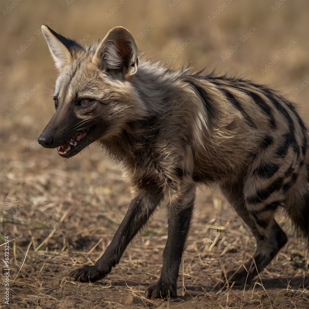 Detailed Aardwolf Animal Illustration – Wildlife Art in Nature Detailed Aardwolf Animal Illustration – Wildlife Art in Nature