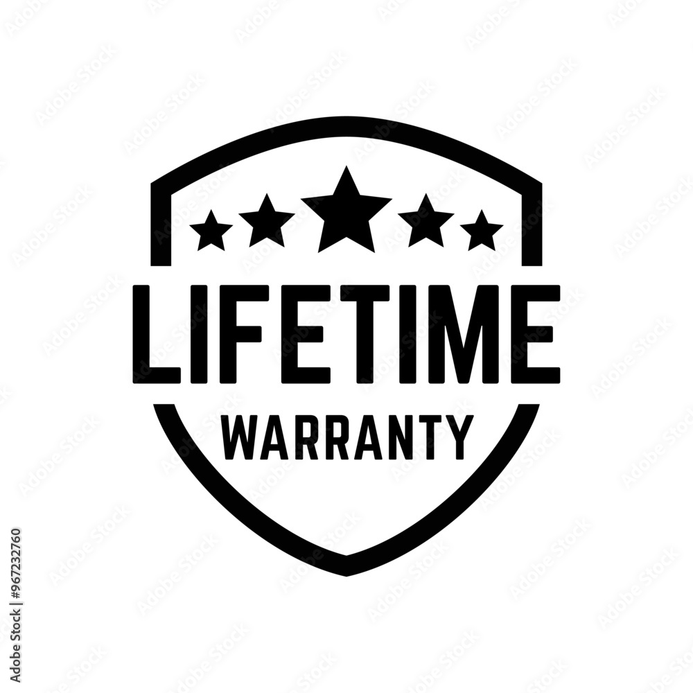 Set of Lifetime Warranty Stamp, Imprint, Seal Template in flat color. Vector Stock Illustration