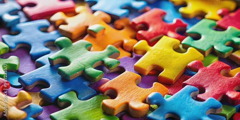 Close-up of colorful puzzle pieces fitting together, puzzle, pieces, close-up, colorful, fit, connection, solution Close-up of colorful puzzle pieces fitting together, puzzle, pieces, close-up, colorful, fit, connection, solution