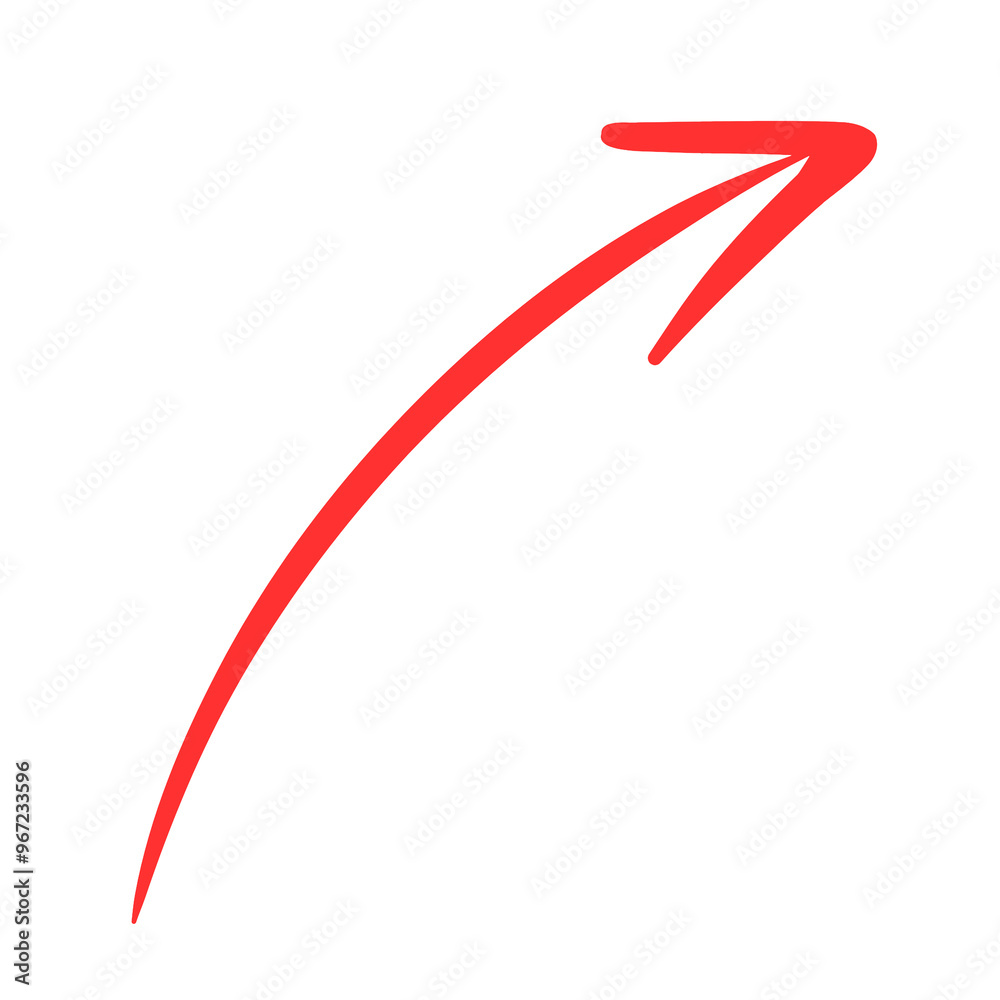 red arrow up line hand drawn, 