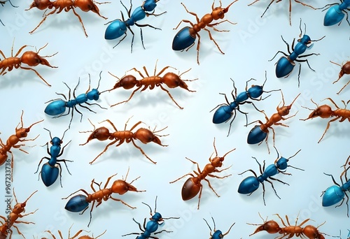 red ant on a white background