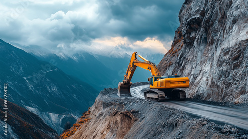 excavator at work | construction | heavy machinery | excavation | road construction | 