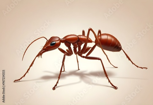 red ant on a white background