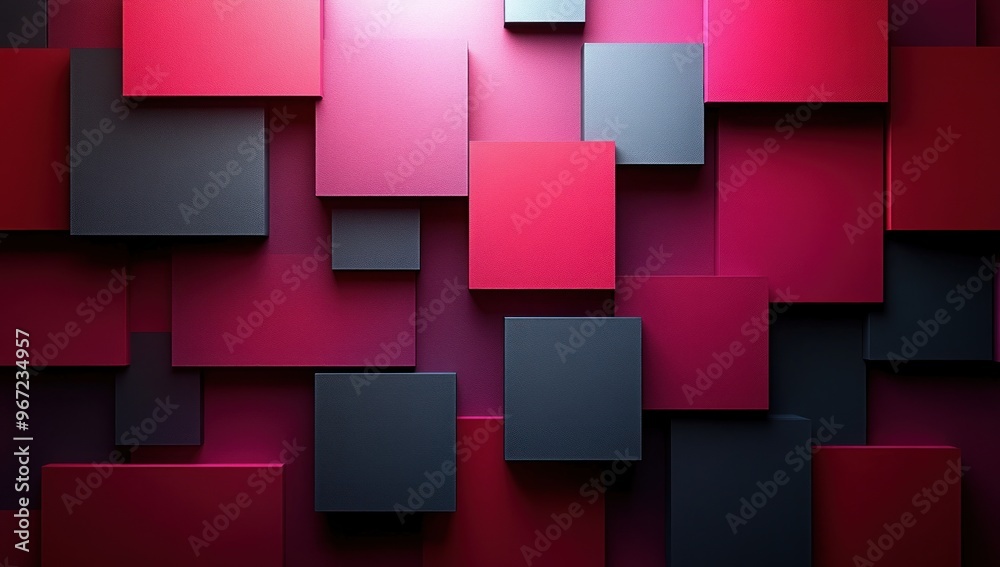 Abstract Geometric Pattern of Pink and Gray Squares Abstract Geometric Pattern of Pink and Gray Squares