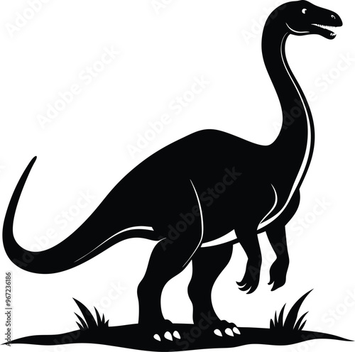 black dinosaur vector illustration silhouette, Print