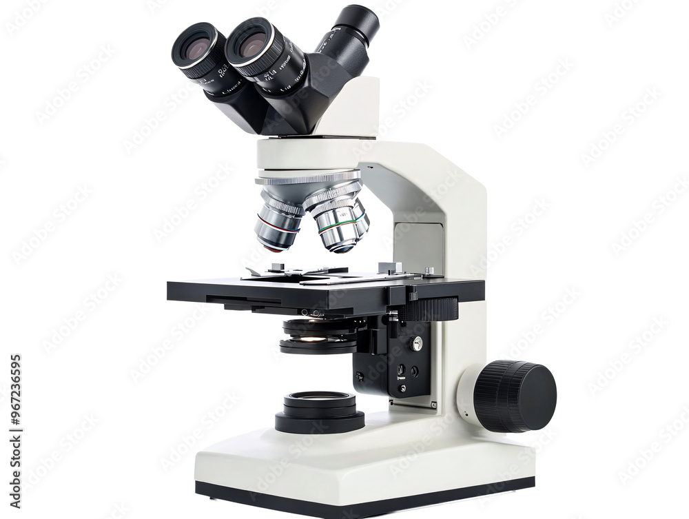 a white and black microscope a white and black microscope