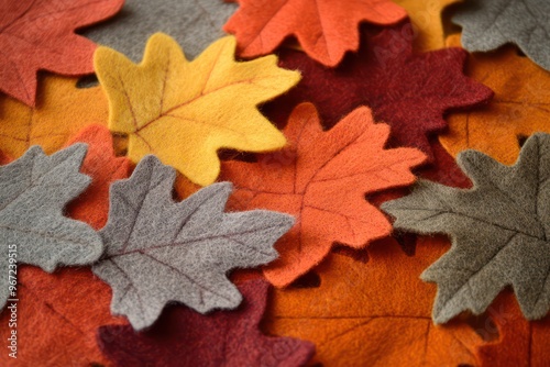 Autumn leaves made of felt, Handmade fall decor, DIY background photo