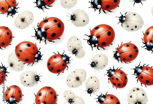 Ladybugs with red and black spots